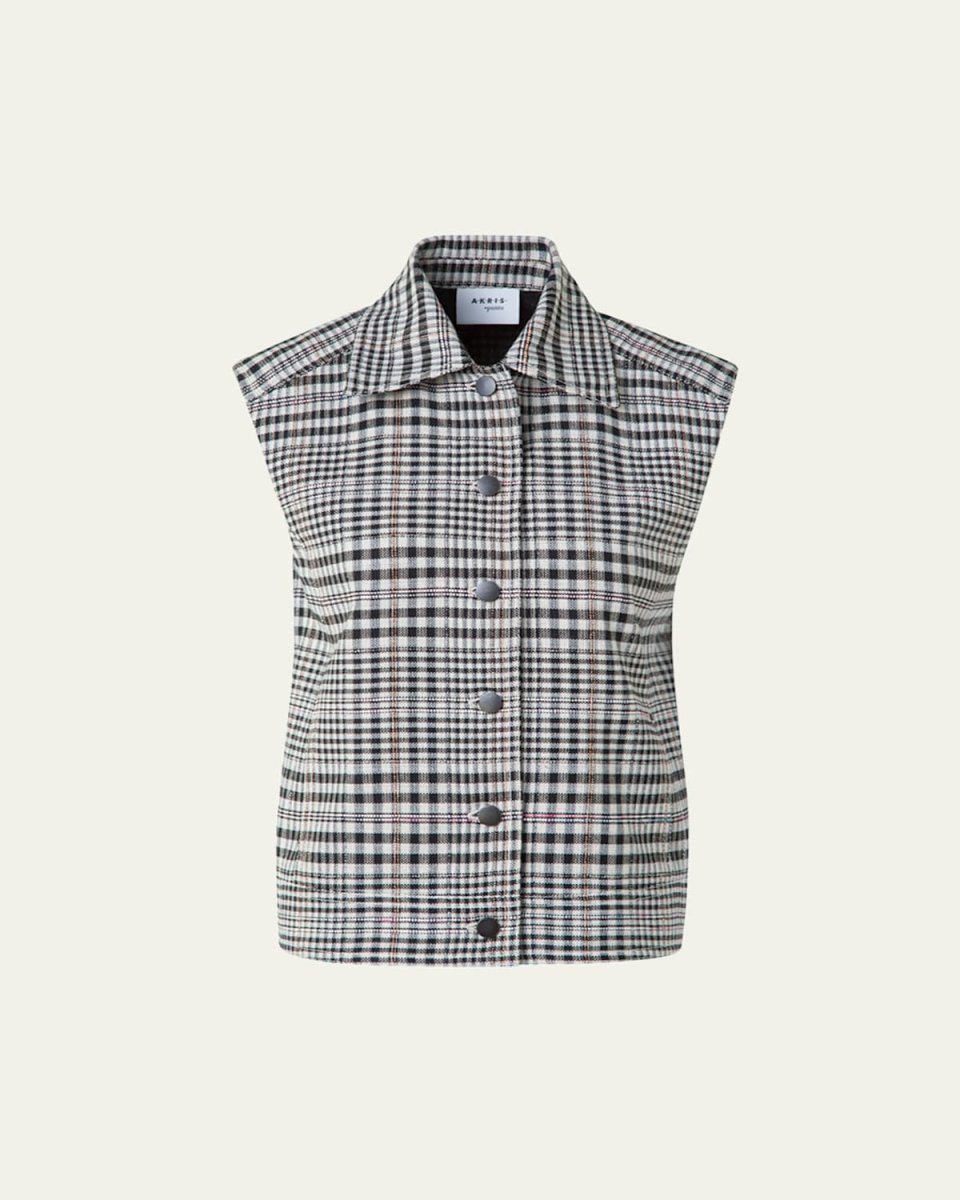 Check Cap Sleeve Cotton-Blend Jacket